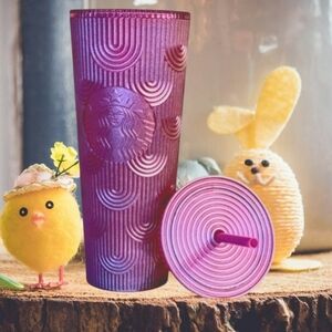 "Easter" New 2024 Starbucks PURPLE Pearl Shell Mermaid Siren 24oz Tumbler Straw